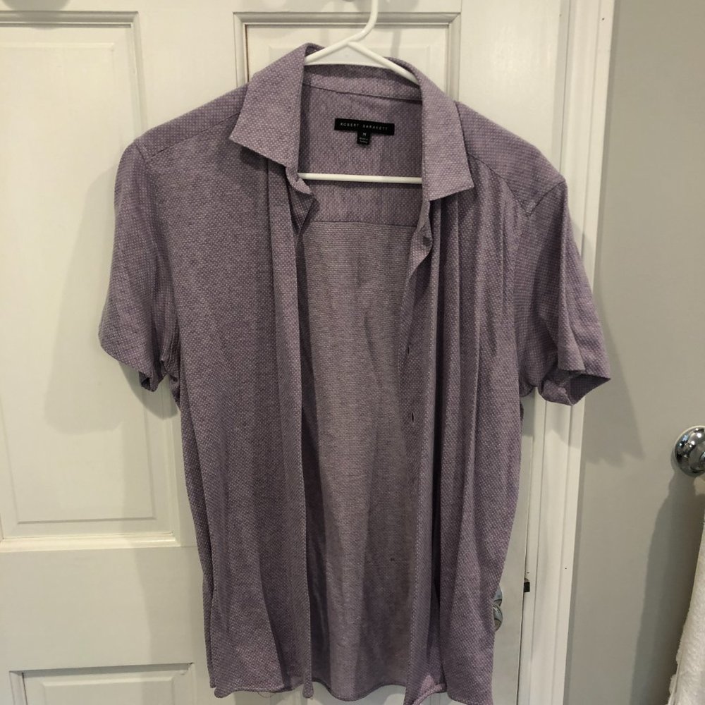 Robert Barakett Men's Knit Button Down Shirt Purple M